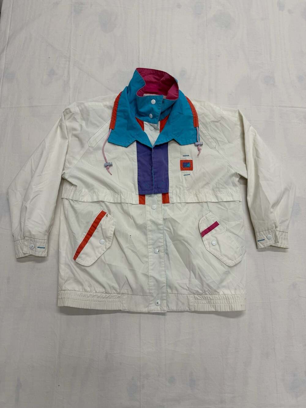 Vintage Current Seen 80s 90s Colorblock Ski Windbreaker Jacket White Size M
